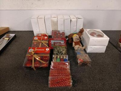 Variety Of Christmas Ornaments, Flintstones Plushy, Deer Stuffed Animal