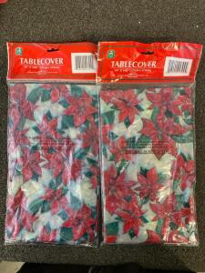 Faux Christmas Greenery, Berries, And Flowers, Snowflake Ornaments, (2) New Tablecovers, And More