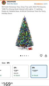 9ft Pre Lit Christmas Tree