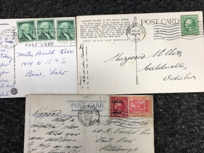 (3) 1954 George washington 1-Cent Stamps, (1) 1917 George Washington 1-Cent Stamp, (1) 1923 George Washington 2-Cent Stamp