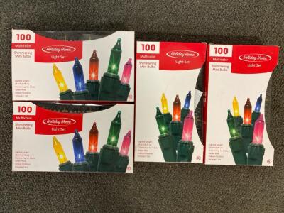 (4) Boxes Of 100 Multicolor Holiday Home Light Sets