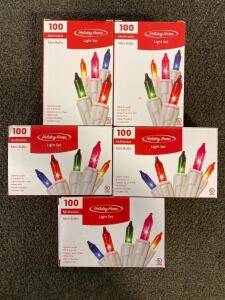 (5) Boxes Of New Holiday Home 100 Multicolor Mini Bulbs