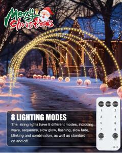 Minetom Christmas Archway Lights Outdoor 3 Pack,300Leds Warm White Christmas Light Arch 8 Light Modes and 24FT Remote,Easy Assembly,Customizable & Reusable,Suit for Outdoor Driveway,Pathway,Porch