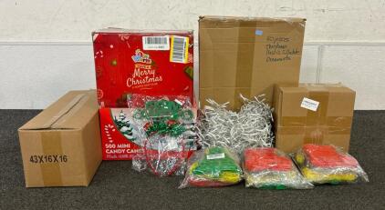 (50) Piece Christmas Plastic Fillable Ornaments, (3) Packs Of Pop-It&rsquo;s, Glitter Branches, And More
