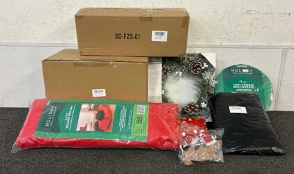 (1) 7.5FT Rolling Tree Bag, (1) Mini Tree, (1) 4CT Light-Storage Reels With Bag, And More
