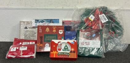(1) Advent Calendar Puzzle, Led String Lights, (1) Gift Wrap Organizer, And More