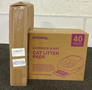 Perfect Cat Christmas!!! (1) Pet Family Lavender Scent Cat Litter Pads And (1) Round Cat Toy
