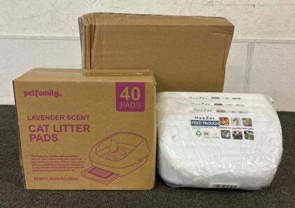 Pet Christmas!! (1) Pet Family Lavender Scent Cat Litter Pads, (4) HaoZer Feed Troughs, And (1) Interactive Cat Toy