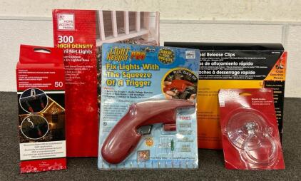 (1) 300 High Density Mini Net Lights, (1) Light Keeper Pro, And More