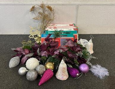 (7) Christmas Lights, Ornaments, Flowers, And More