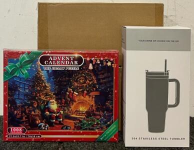 (4) Pcs Back Rollers, 40 Oz Tumbler & Christmas Advent Calendar