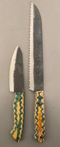 (2) Custom Carbon Steel Chefs Knives