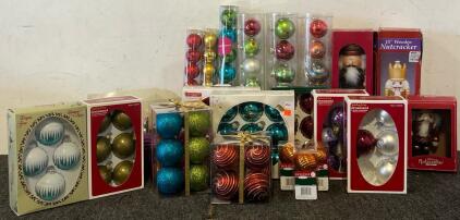 Collection Of Christmas Ornaments & (3) Wooden Nutcrackers