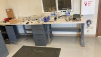 Work bench desk and work bench with miscellaneous industrial testing equipment