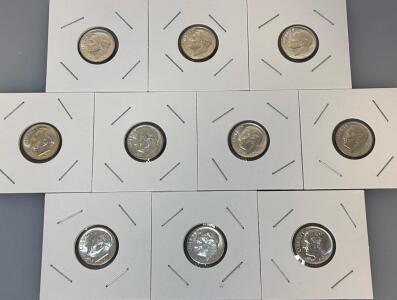 (10)1958-1964 Roosevelt Dimes- 90% Silver Coins