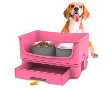 Pink Elevated Dog Bowls 44x29.5x17cm