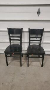 (2) Black Wooden Kitch Table Chairs 16.25"x16 5/8"x35"