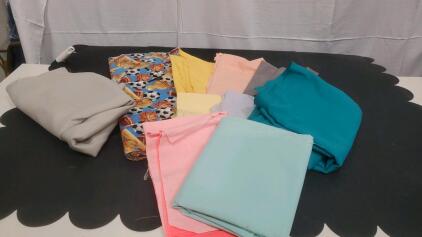 (2) Totes of Assorted Fabric