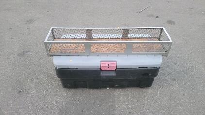 (1) RubberMaid Crate 41"x21"x18" (1) Aluminum Boat Rack 11"x46"