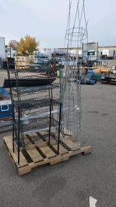 Pallet Of Tomato Cages And (2) Metal Racks
