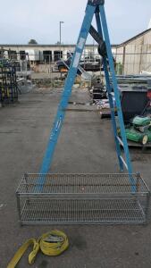 Werner Blue A Frame Ladder, Heavy Duty Strap and Metal 2 Tier Shelf