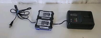 (1) Kobalt Lithium Battery Charger W/ (2) Batterys
