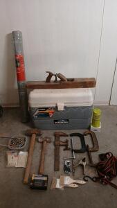(1) Everbuilt 1/2" Welded Hardware Mesh 36"H x5'L (1) Igloo 50qt Max Cold Ice Chest W/ Handles (8) Assorted Tools & More