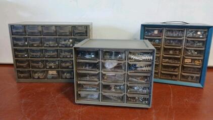 (3) Organizers W/ Assorted Nails, Screws And Bolts