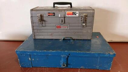 (1) Blue Metal Tool Box -24"L x14"W x5"H (1) Sears Craftsman Tool Box -18"L x8"W x9"H