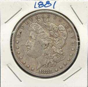 1881 Morgan Silver Dollar, New Orleans Mint (O), 90% Silver