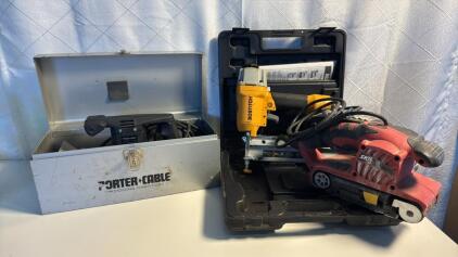 Assorted Tools - (1) Skill Belt Sander (1) Bostitch Nail Gun (1) Porter Cable Plate Joiner