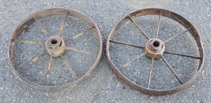 Set of (2) 17"&oslash; Vintage Steel Wagon Wheels