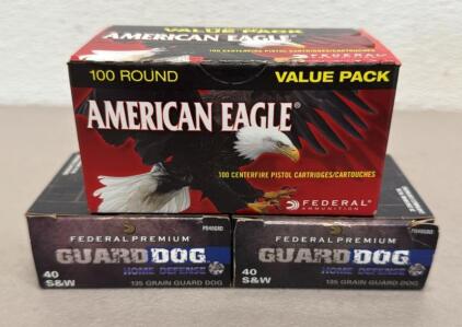Federal Premium Guard Dog & American Eagle 40 S&W Ammunition, 540 Rounds, 135 & 180 Grain