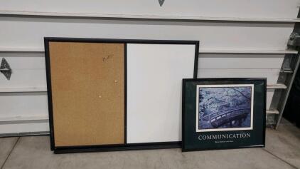 Large White Board With Half Cork Board And Picture