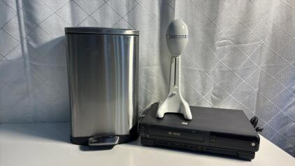 (1) Small Trash Can (1) Hamilton Beach Mixer W/No Cup (1) GE VCR