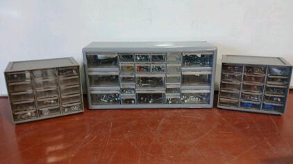 (3) Organizers W/ Assorted Nails, Screws And Bolts