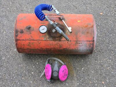 Compressed Air Tank w/ Air Hose Attachment - 22"L x 12"&oslash; & 3M Particulate Mask