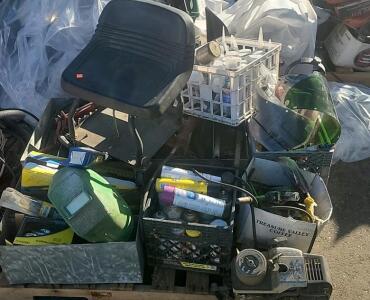 Pallet of Spray Paint & Calking & Assortment of Tools