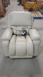 White Leather LazyBoy Recliner 38.5"x32"x41" With Remote