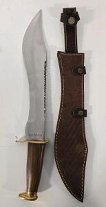 White Deer Stainless Bowie Knife W/ Leather Sheath- New