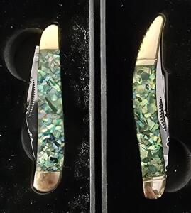 (2) Cherokee Stone Works Abalone Handled Pocket Knives- New