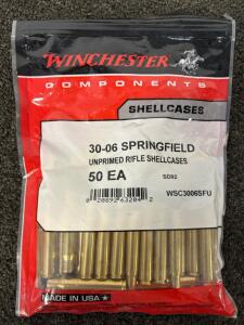 Unopened Bag Of Winchester Components 30-06 Springfield Unprimed Rifle Shellcases