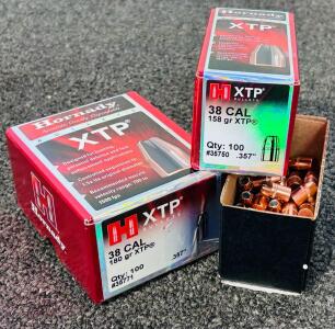 (1) Unopened and (1) Partial Box Of Hornady 38 Cal 158/ 180 Gr. XTP Bullets