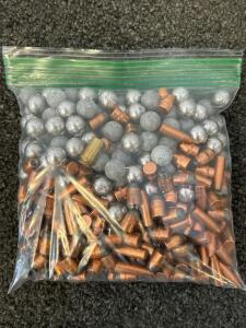 Bag Of Mixed Bullets and Lead Balls: 38 Cal, Speer .530 Round Ball, .58 Round Ball and More (Unkown Quantity)