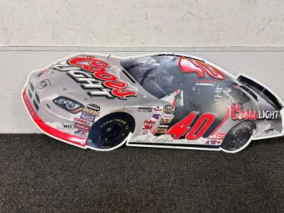 12"x34" Metal Coors Light Race Car Sign