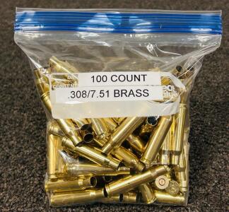100) Count Mixed .308/7.51 Brass Casings