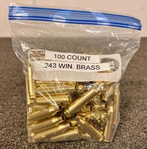 (100) Count Mixed .243 Win Brass Casings