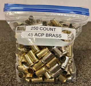 (250) Count Mixed .45 ACP Brass Casings