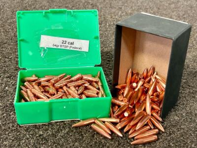 (2) Boxes Of 22 Cal Bullets 64 Gr. BTSP (Federal) and 69 Gr.