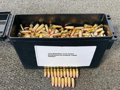 Black Ammo Box With (750) Rounds Of Factory Remanufactured 9mm Ammunition